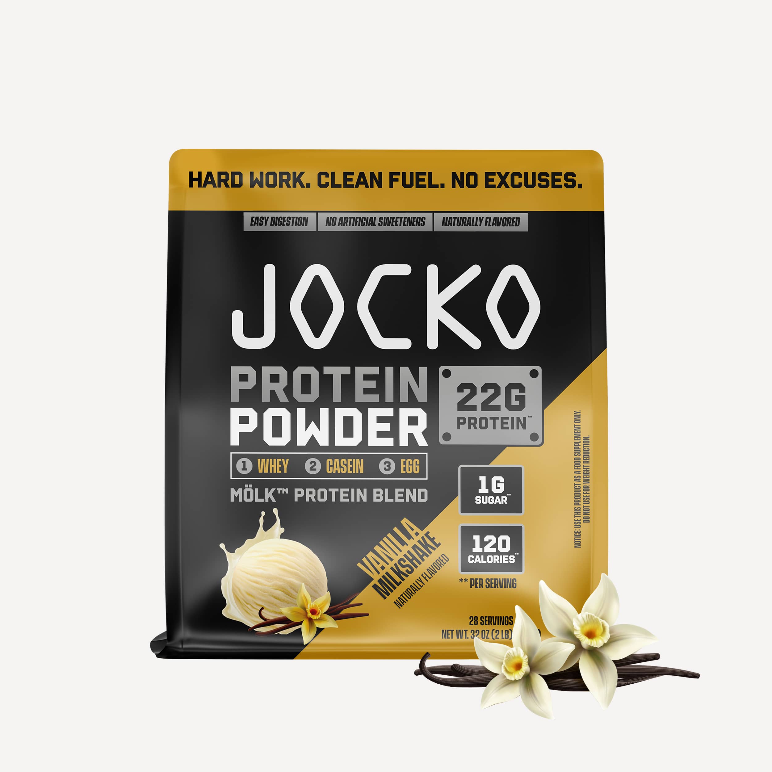 JOCKO MÖLK Premium Whey Protein Powder - 25g Protein per Serving, Low Sugar, Keto Friendly - Perfect for Post-Workout Recovery, Muscle Building & Healthy Lifestyle