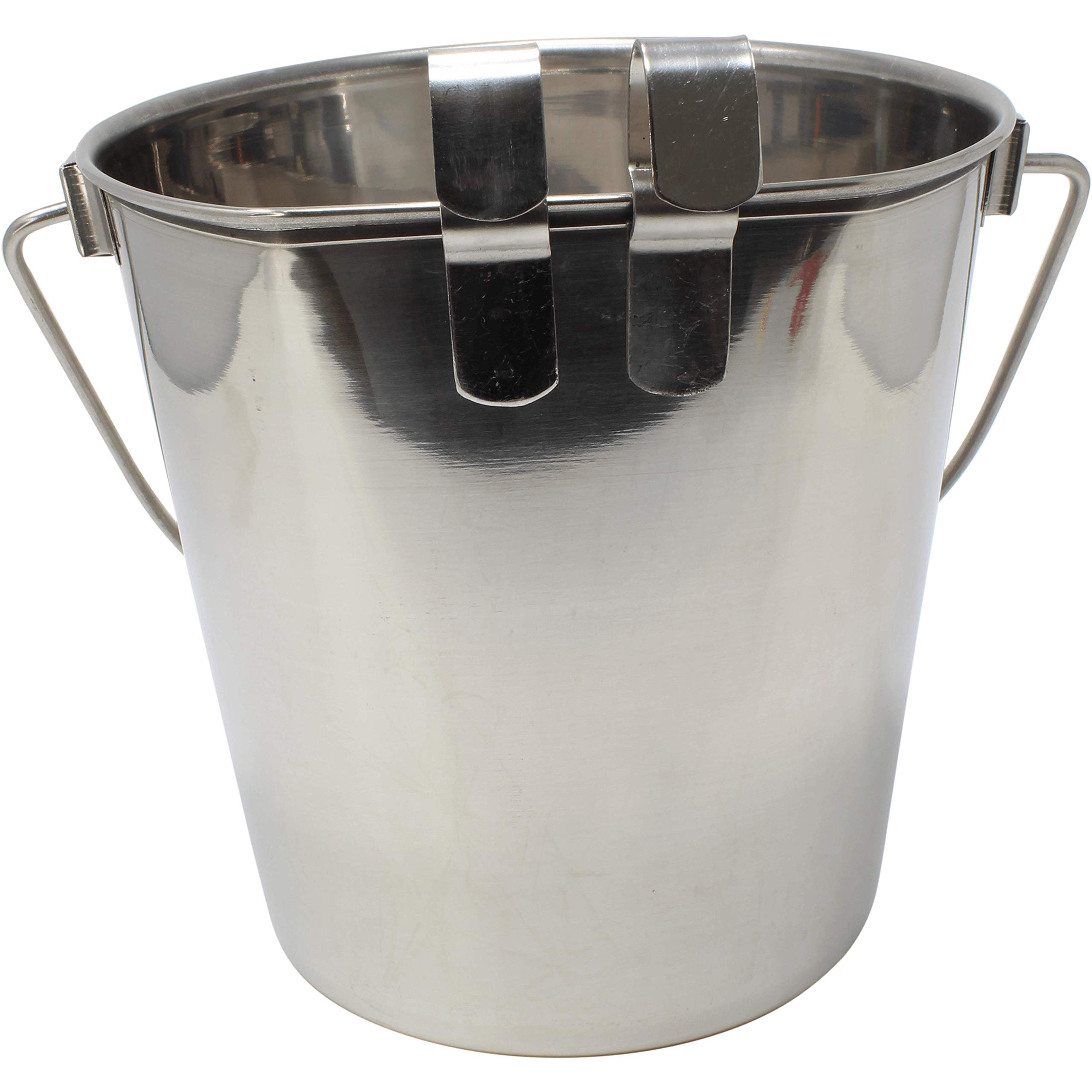 Bonka Bird Toys - 4 Quart Stainless Steel Flat Sided Hook Pail for Parrots & Birds | Durable Metal Bucket for Bird Cage, Play Gym & Training | Safe Chew Toy for Macaws, Cockatoos, African Greys