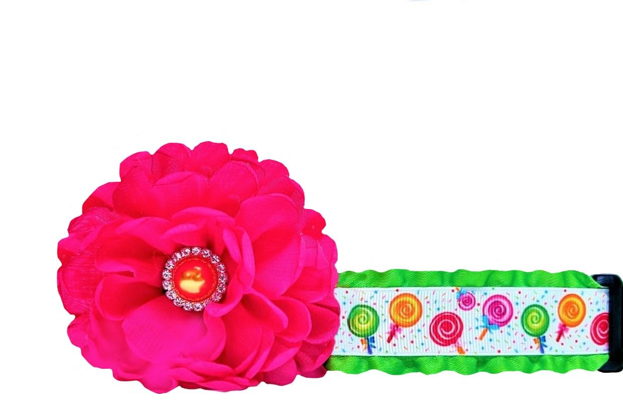 Colorful Lollipop Candy Dog Collar - Sweet & Fun Pet Accessory for Small & Medium Dogs - Perfect for Halloween, Birthday Parties & Dress-Up Play