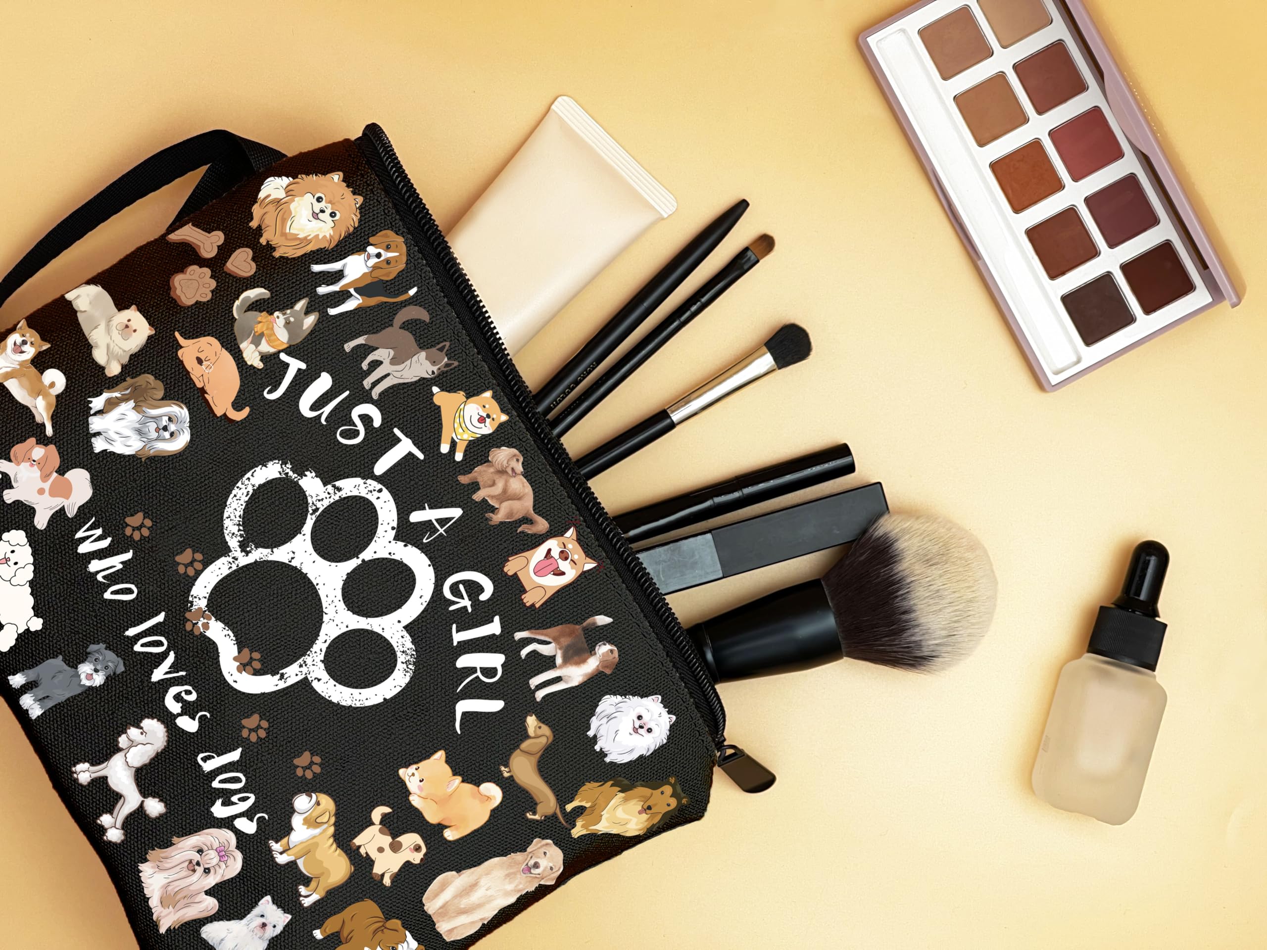 Dog Mom Gifts for Women - Just A Girl Who Loves Dogs, Small Cosmetic Dog Bag, Dog Themed Gifts for Bestie, BFF, Sister, Birthday Gifts for Her, Perfect for Dog Lovers' Everyday Use and Special Occasions