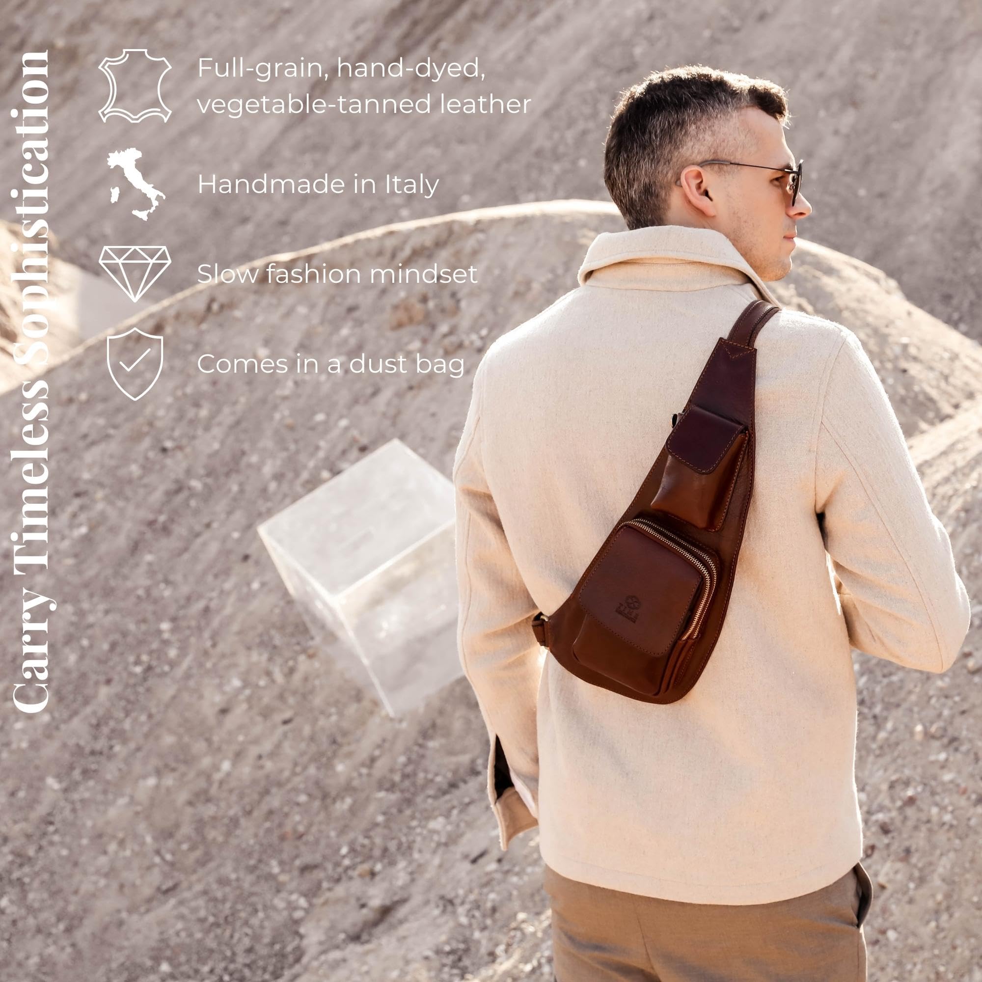 Premium Genuine Leather Sling Bag - Durable Crossbody Messenger Bag for Men & Women - Handcrafted Shoulder Backpack - Perfect for Travel, Work & Everyday Use