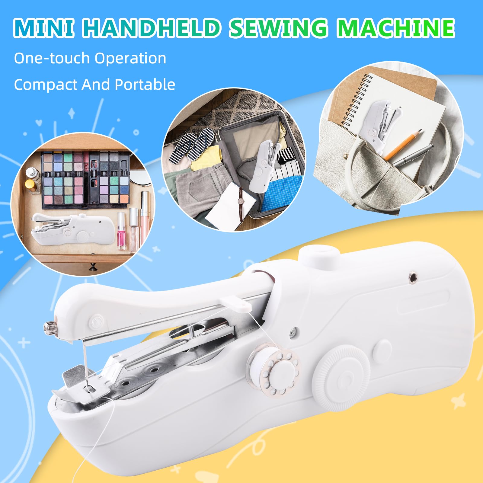 **Portable Handheld Sewing Machine for Beginners - Mini Electric Sewing Tool for Quick Stitching & Repairs - Perfect for Home, Travel, DIY Projects & Emergency Fixes**