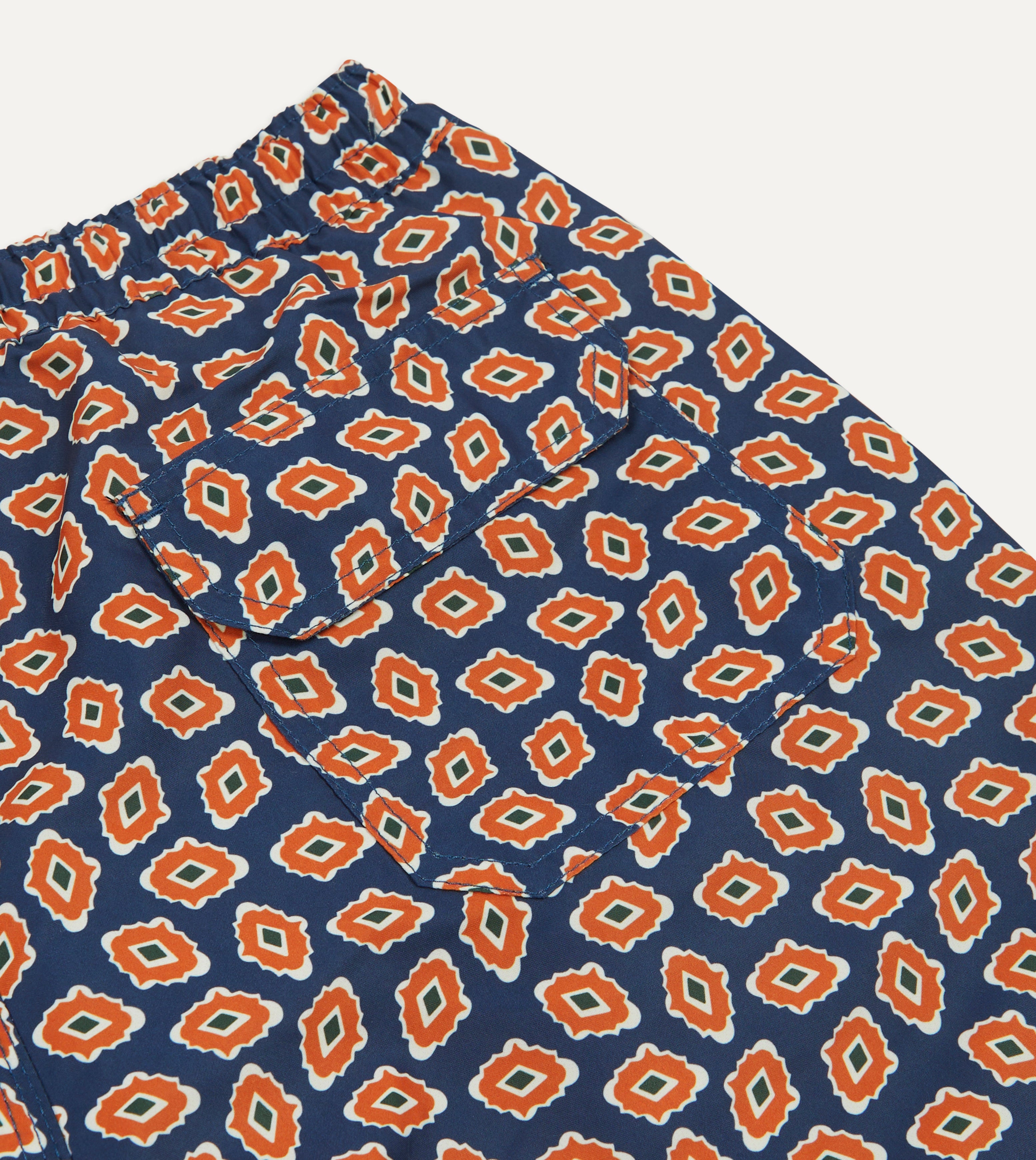 **Men's Navy Blue Jumbled Medallion Print Nylon Swim Shorts - Quick Dry, Comfortable Beach & Pool Swimwear for Summer Vacation**