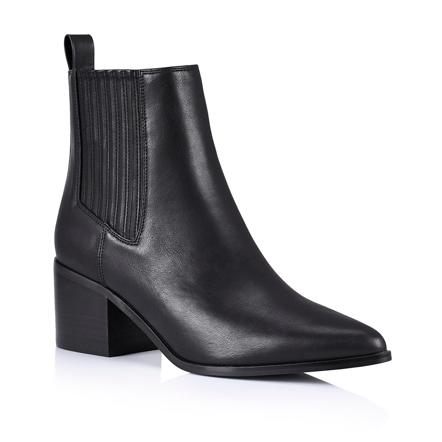 Stylish Fillipin Chelsea Ankle Boots for Women - Black Softee Leather Comfortable Slip-On Shoes | Perfect for Casual Outfits, Work & Fall Fashion