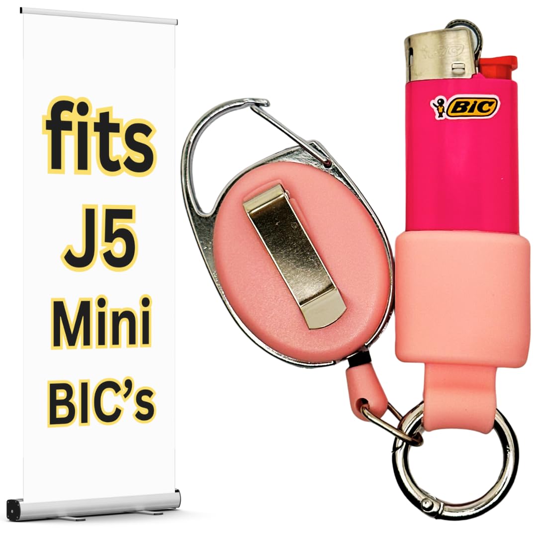 Mini BIC Lighter Holder Keychain - 10 Colors for J5 Lighters | Camping & Outdoor Use