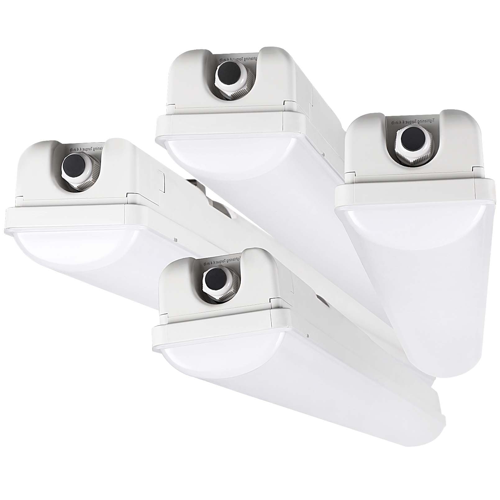 LEONLITE 4FT LED Vapor Tight Light Fixture - 70W 9000LM Waterproof Shop Lighting - 0-10V Dimmable 5000K LED Vapor Proof Light - Ideal for Car Wash, Walk-in Freezer, Warehouse & Industrial Areas - 100-277V UL Listed (4 Pack)