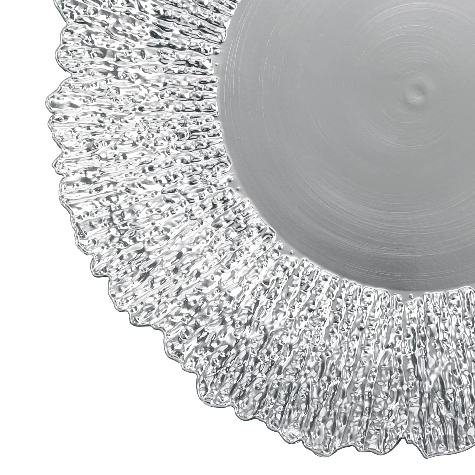 Coloch 12-Pack 13-Inch Silver Plastic Charger Plates – Reusable Round Shiny Decorative Serving Plates for Weddings, Parties, Catering & Restaurants | Elegant Dinnerware for Home Dining & Special Events