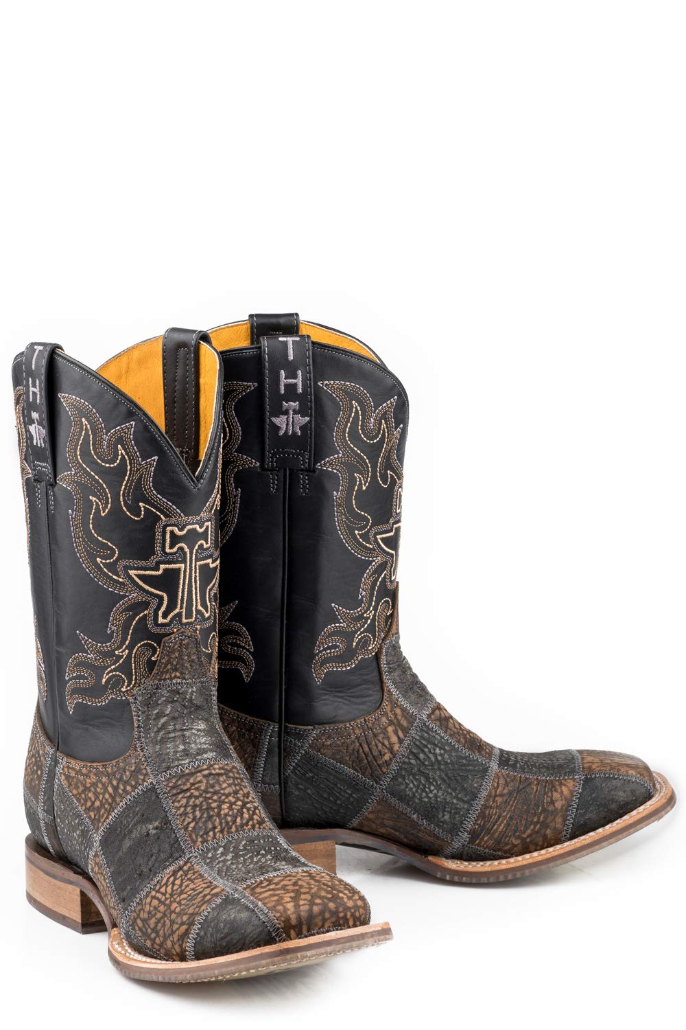 Tin Haul Men's Black & Brown Genuine Leather Cowboy Boots - Durable Western Boots for Riding, Country Music Festivals & Everyday Wear