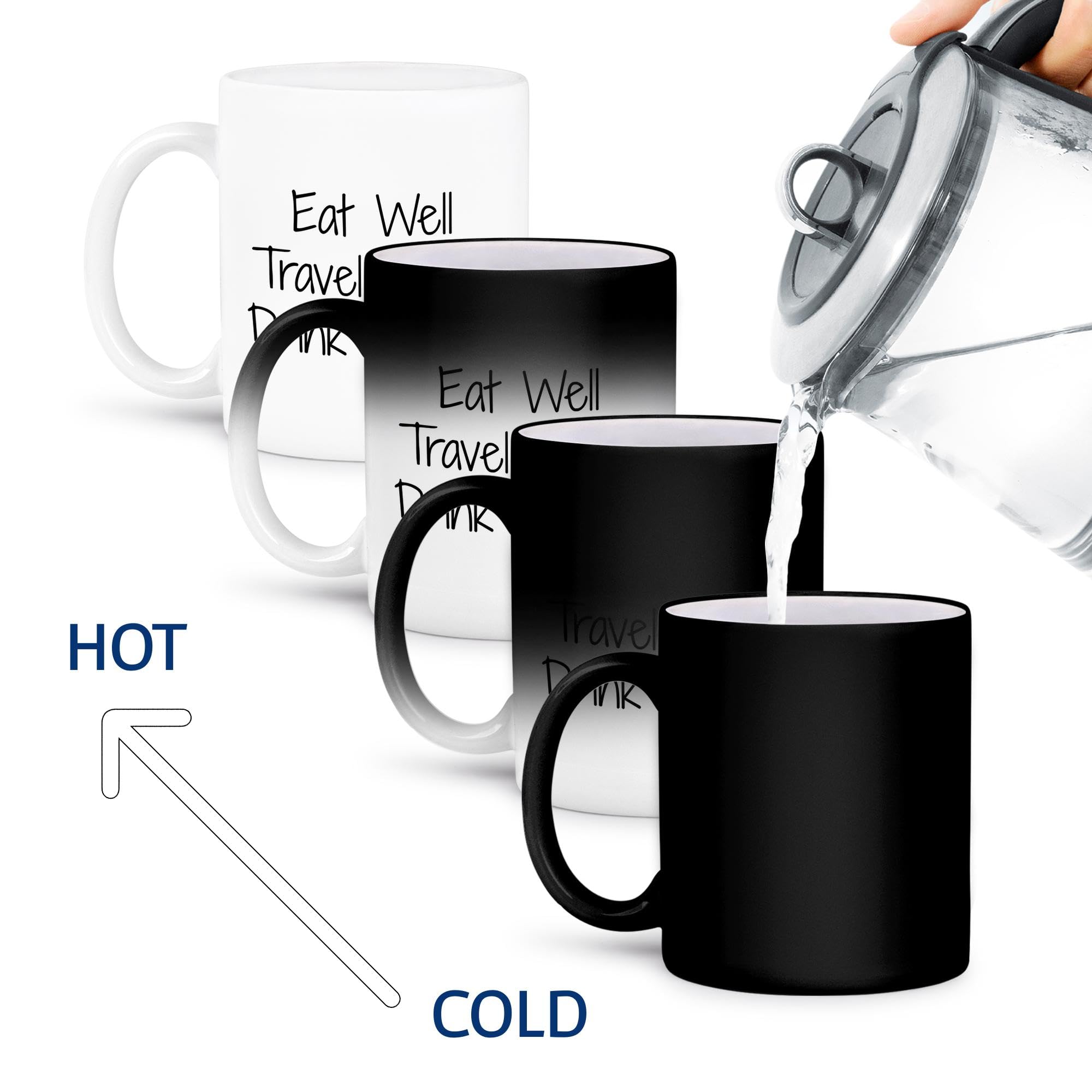3dRose 11oz Funny Coffee Mug - Eat Well Travel Often Drink Coffee Quote - White Ceramic Cup - Perfect Gift for Coffee Lovers, Office Use & Travel