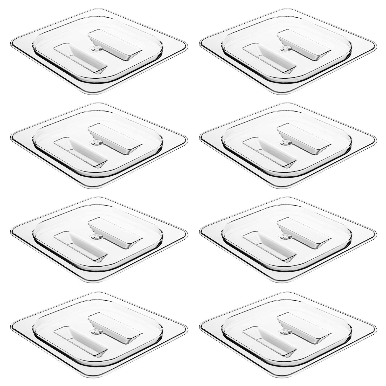 8 Pcs Clear Polycarbonate 1/6 Size Hotel Pan Lids with Handle - 6.9”x 6.3” Commercial Food Storage Covers for Restaurants, Catering & Buffets - Durable Steam Table Pan Lids for Food Warmers, Banquet Service & Kitchen Organization