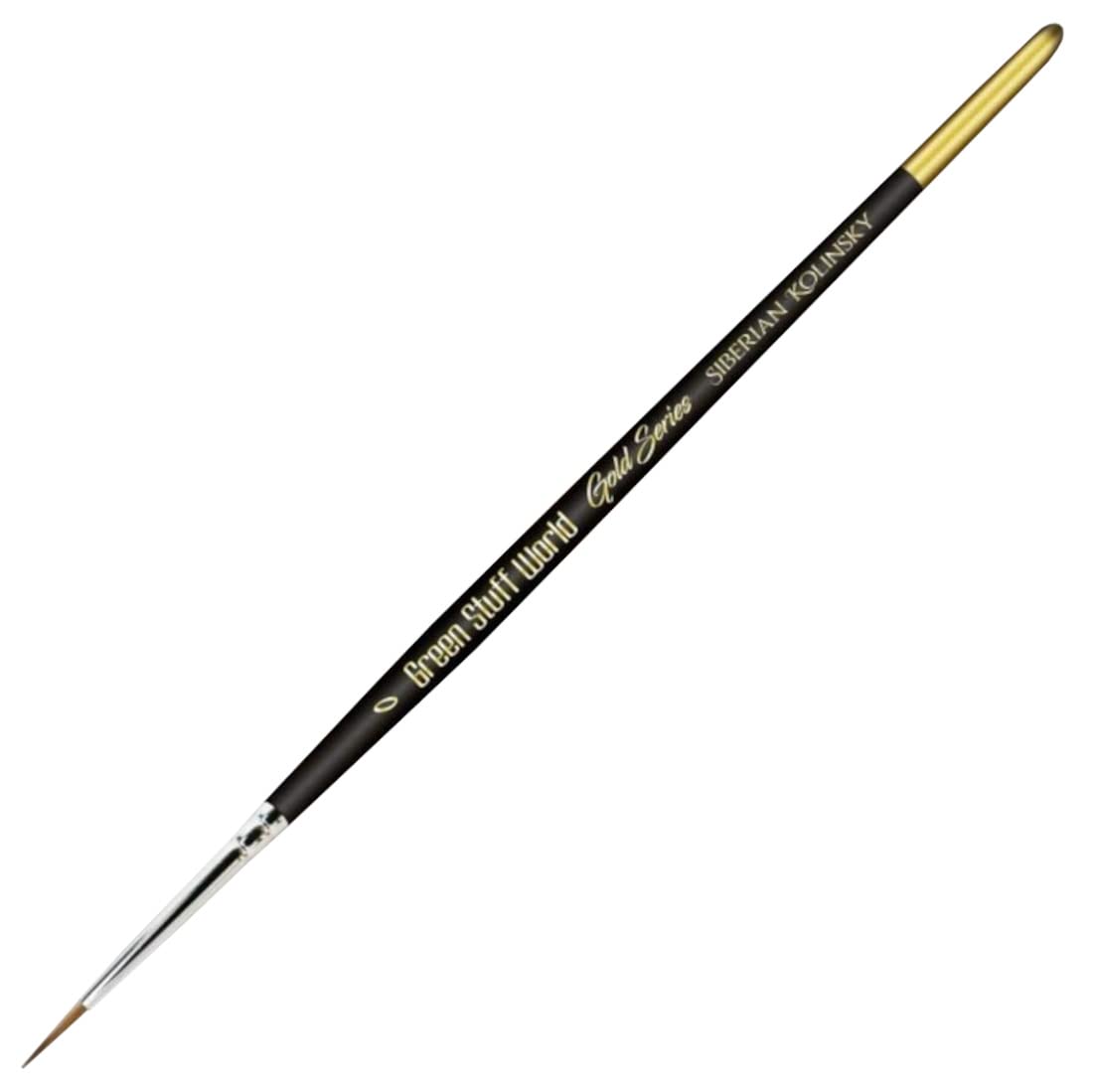 Premium Siberian Kolinsky Brush Size 0 for Miniature Painting - Gold Series by Green Stuff World (2357) - Perfect for Warhammer, D&D, and Scale Model Detailing