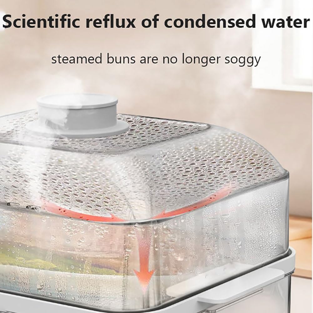 Electric Food Steamer with Timer - Multifunctional Steamer for Healthy Cooking Vegetables, Meat & Fish - Auto Shut-Off & Keep Warm Function - Perfect for Meal Prep, Baby Food & Healthy Eating