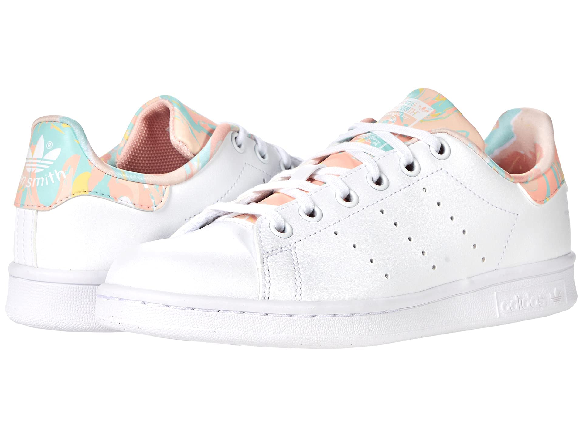 adidas Stan Smith Big Kids Sneakers - White/Haze Coral/White - Size 4 M US | Comfortable & Stylish School Shoes for Girls, Perfect for Casual Wear & Everyday Outfits