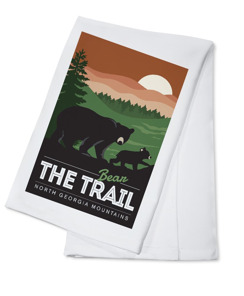 North Georgia Mountains Bear The Trail 100% Cotton Tea Towel - Decorative Hand Towel for Kitchen & Home - Perfect for Farmhouse Decor, Dish Drying & Gift Giving