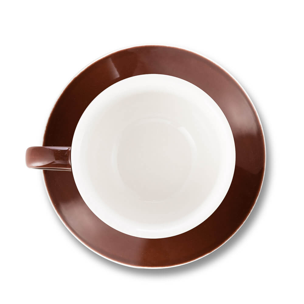 Premium Brown Porcelain Latte Cup & Saucer Set - 12oz (355ml) for Espresso & Coffee - Perfect for Home Cafes, Coffee Shops & Gifts