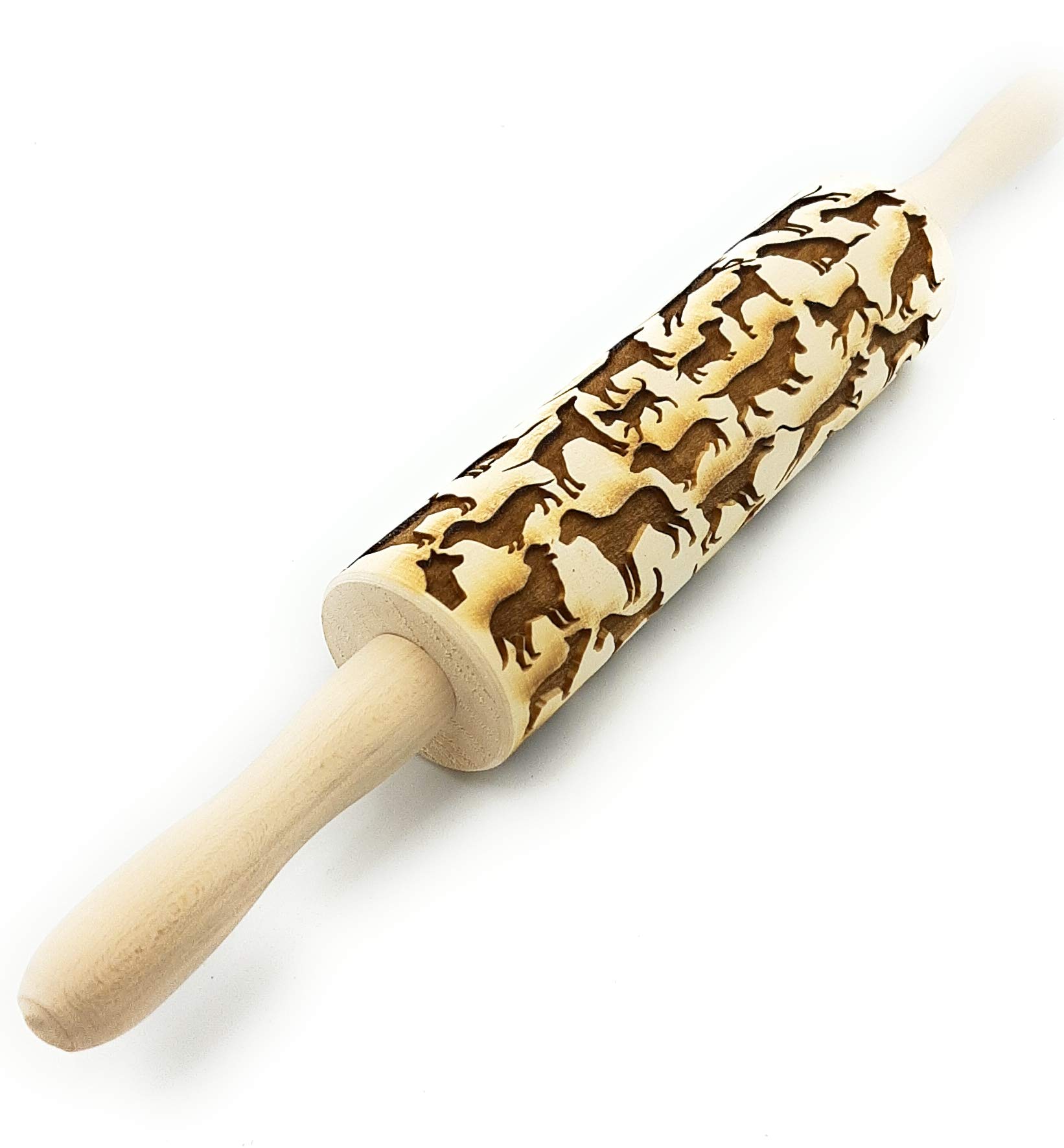 Dog Design Embossing Rolling Pin for Cookies - Wooden Cookie Decorating Tool for Baking, DIY Crafts & Holiday Gifts