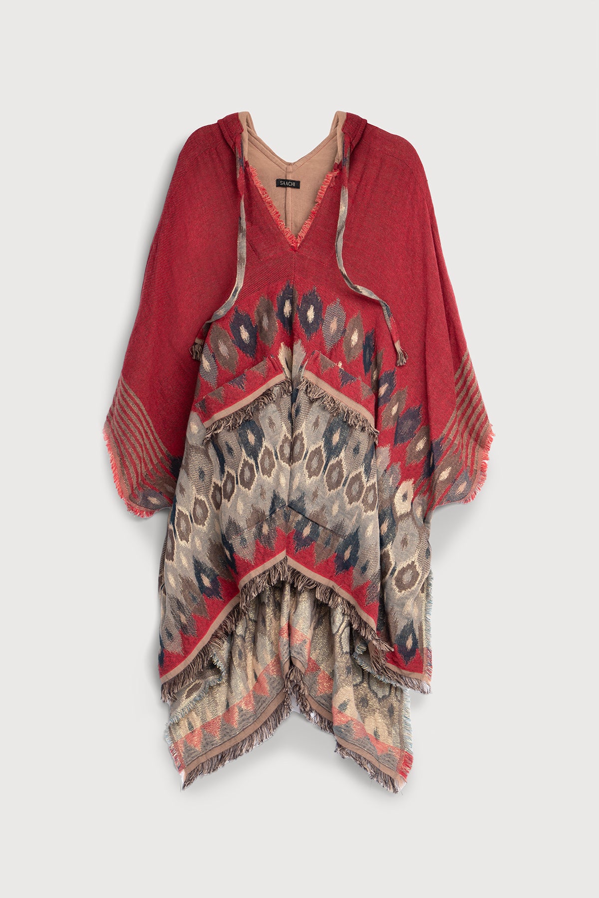 Aztec Frayed Hooded Poncho - Boho Chic Oversized Sweater Coat for Women | Perfect for Fall Layering, Music Festivals & Cozy Outdoor Adventures