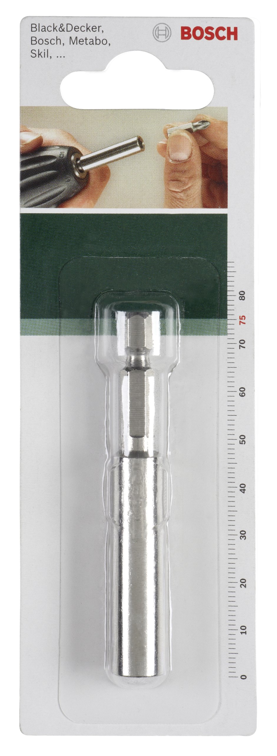 Bosch 2609255901 75mm Universal Bit Holder with Permanent Magnet & Spring Ring - Ideal for DIY Projects & Professional Toolkits
