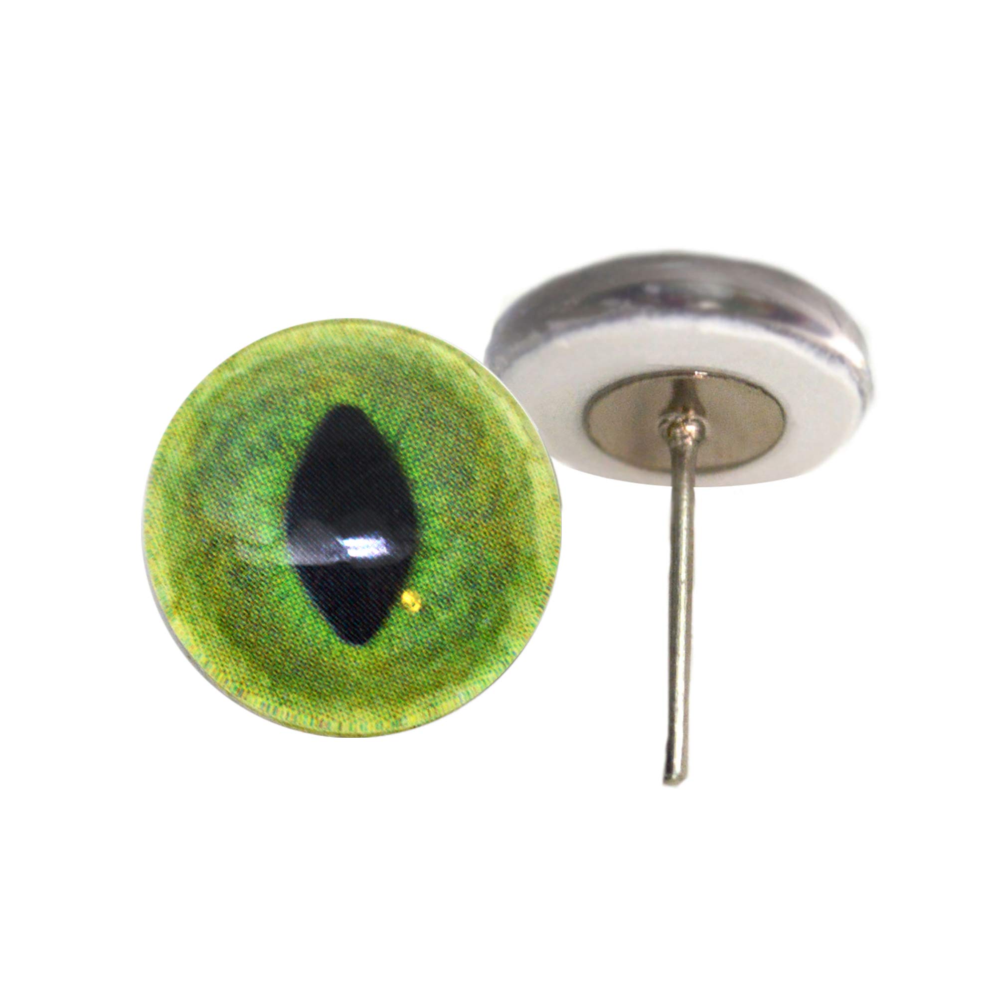 Realistic Pale Green Cat Glass Doll Eyes with Wire Pin Posts - 16mm Needle Felting Supplies for Craft Making | Perfect for DIY Felt Animals, Amigurumi & Handmade Dolls