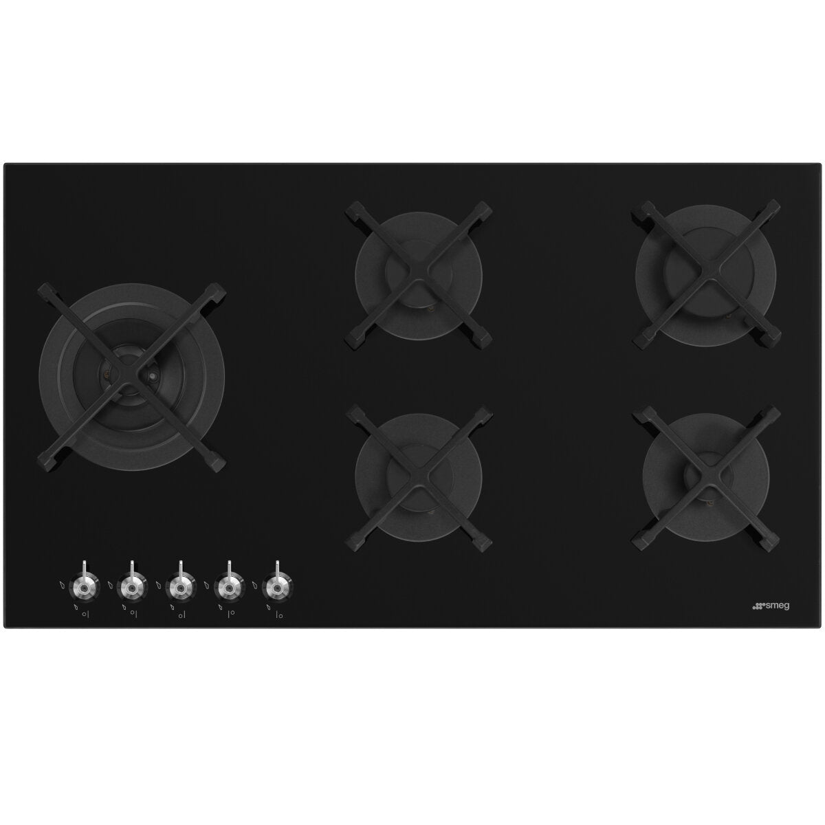 Smeg PV395LNAU 90cm Classic Gas Cooktop with Tempered Glass - Professional 5 Burner Stove for Modern Kitchens | Ideal for Home Chefs & Cooking Enthusiasts