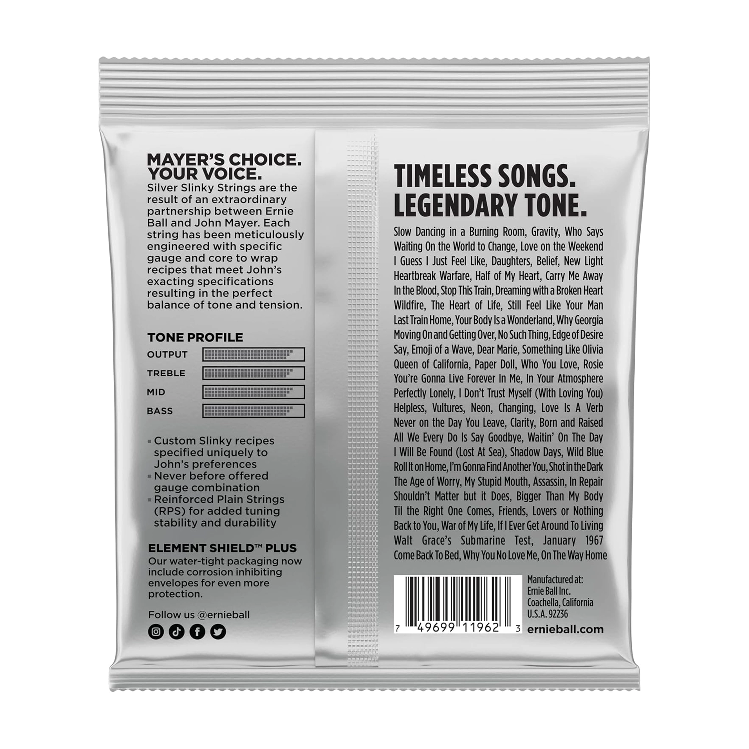 Ernie Ball P02218 John Mayer Signature Slinky Nickel Wound Electric Guitar Strings - 10.5-47 Gauge for Smooth Playability & Warm Tone | Perfect for Blues, Rock & Live Performances