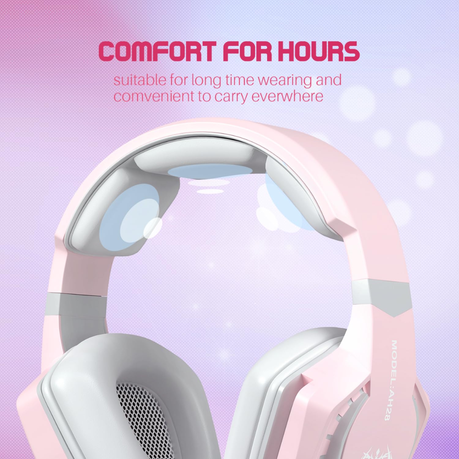Pink Gaming Headset for Women & Girls with Microphone - Wired Over-Ear Headphones with Bass Boost & Stereo Surround Sound - Compatible with PC, Mac, PS5, Xbox, PS4, Laptop - Perfect for Gaming, Streaming & Online Classes (Pink)