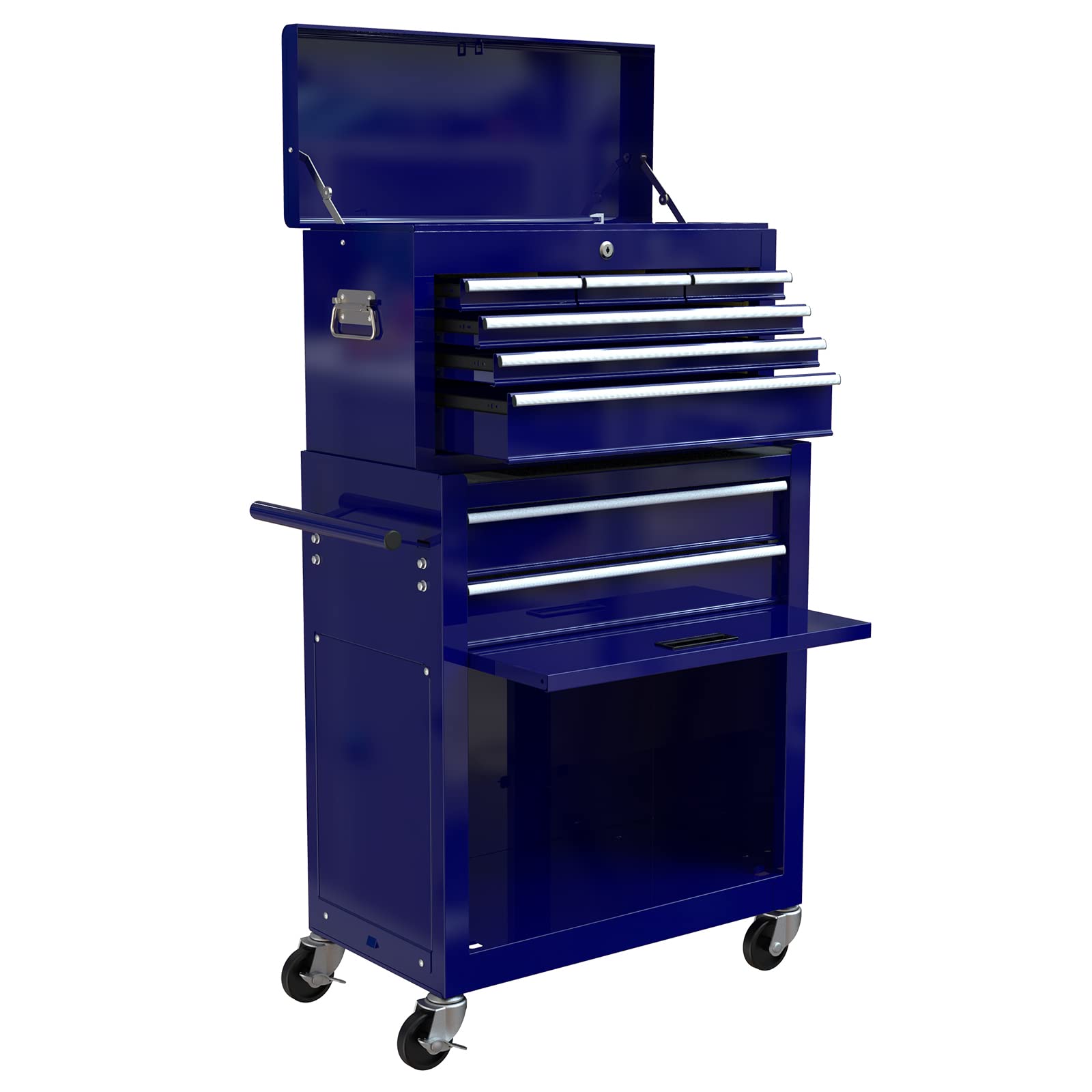 8-Drawer Rolling Tool Chest with Sliding Metal Drawers - Heavy Duty Tool Storage Cabinet & Organizer for Workshop, Garage, Auto Repair - Blue Toolbox for Professional Mechanics & DIY Enthusiasts