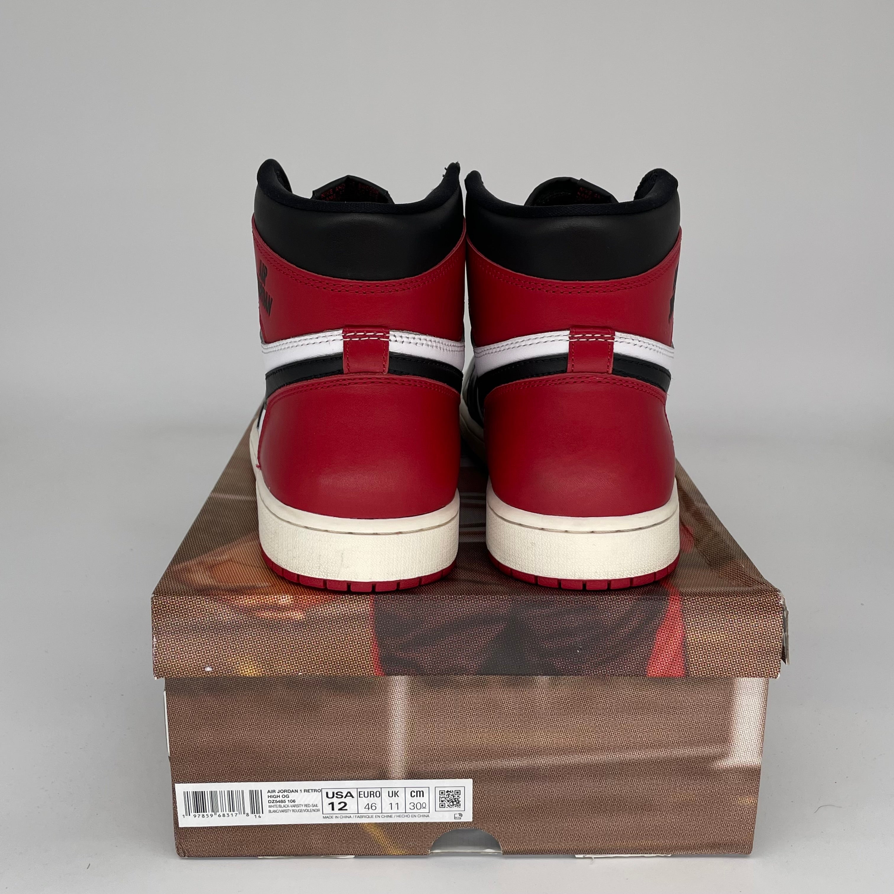 AIR JORDAN 1 Black Toe Reimagined - Men's Size 12 Basketball Shoes (DZ5485-106) | Retro High-Top Sneakers for Streetwear & Court Performance
