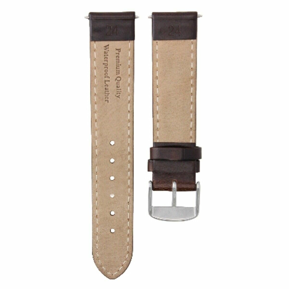 24mm Smooth Leather Watch Band Strap - Compatible with Kenneth Cole Watches - Dark Brown Replacement Strap for Men & Women - Perfect for Business, Casual & Formal Wear