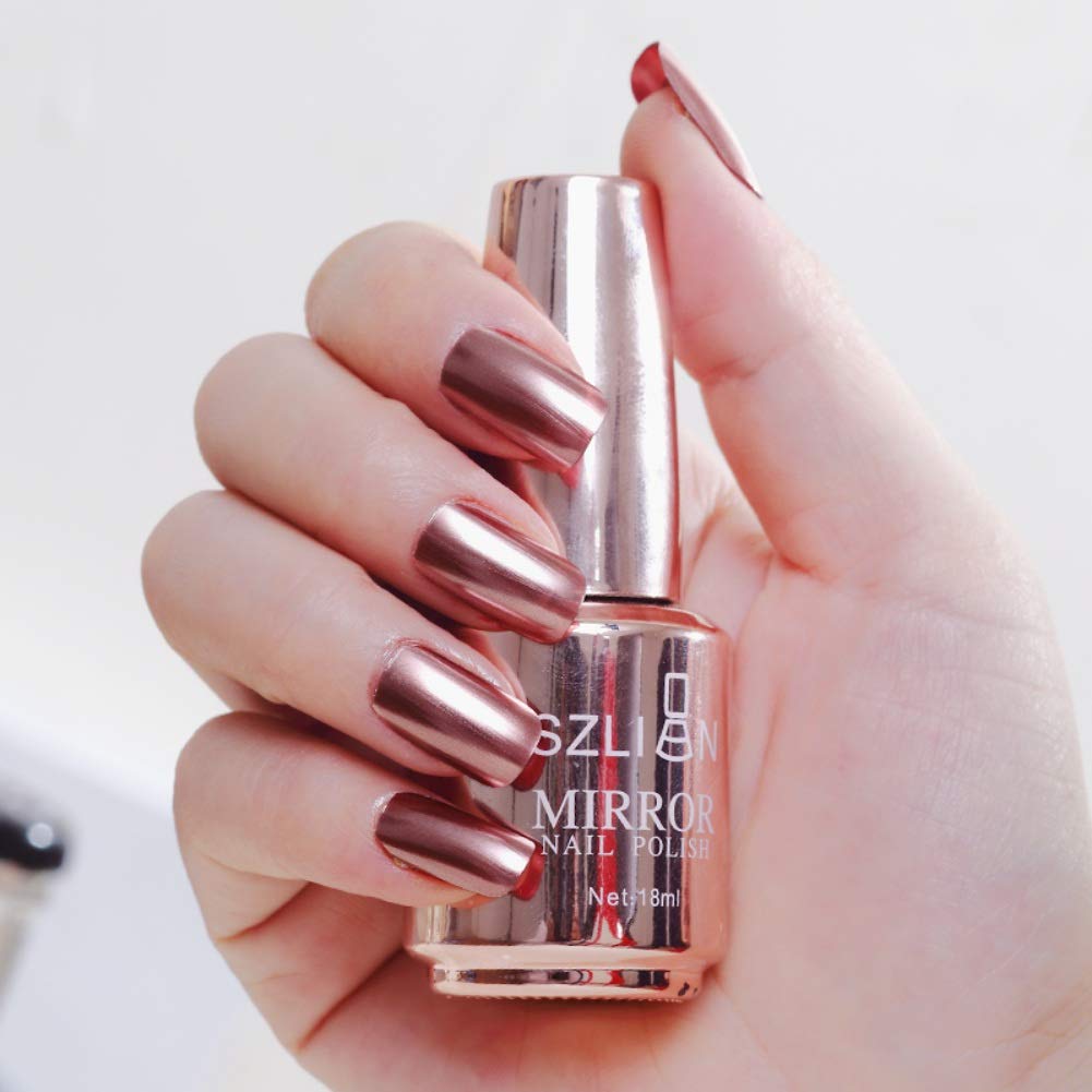 18ml Metallic Mirror Effect Nail Polish - Long-Lasting Silver Glitter Varnish with Non-Peelable Formula | Perfect for Parties, Weddings, and Special Occasions