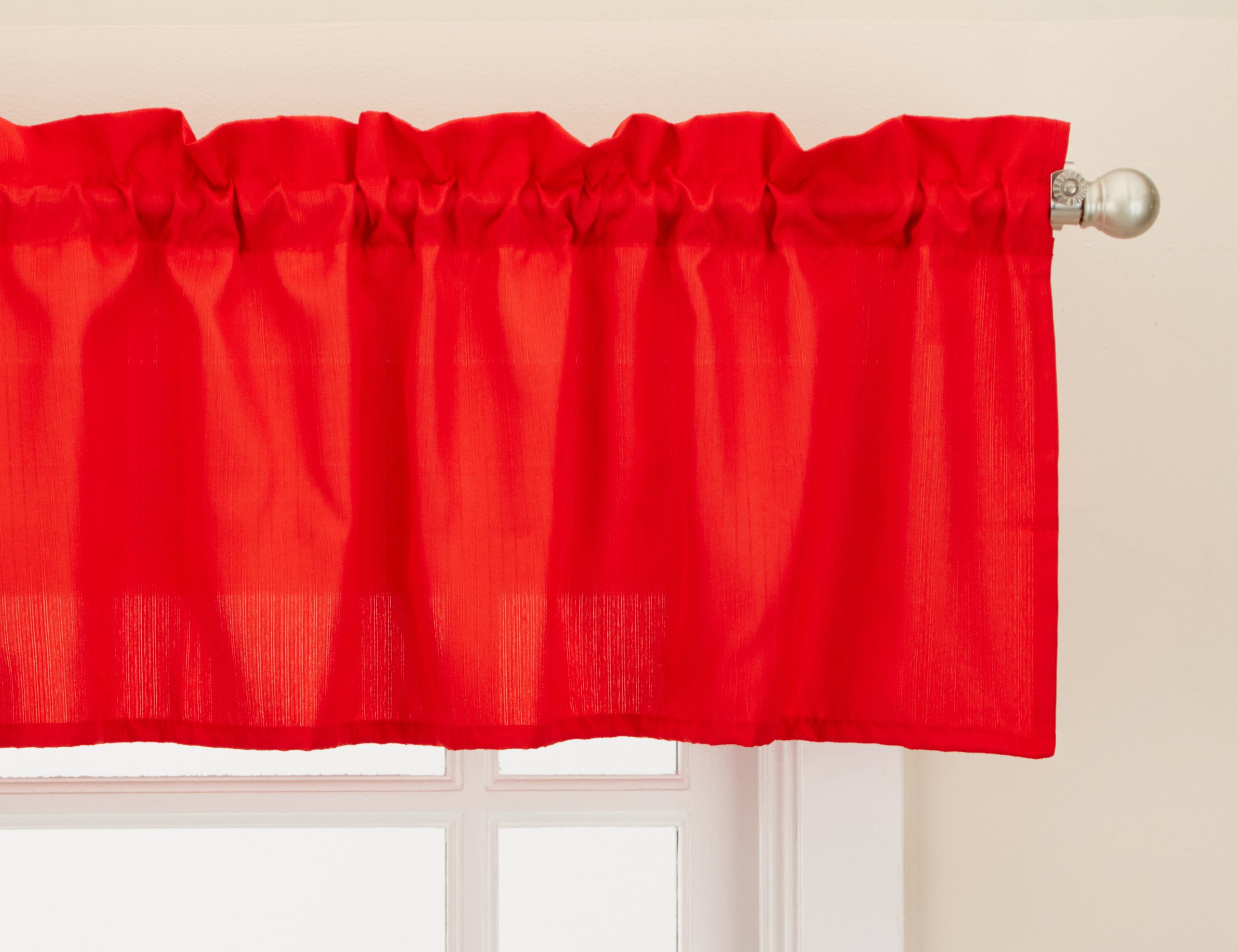 LORRAINE HOME FASHIONS Red Ribcord Window Curtain Valance 54 x 12 Inches - Elegant Tailored Valance for Living Room, Bedroom & Kitchen Decor - Home Fashion Accessories