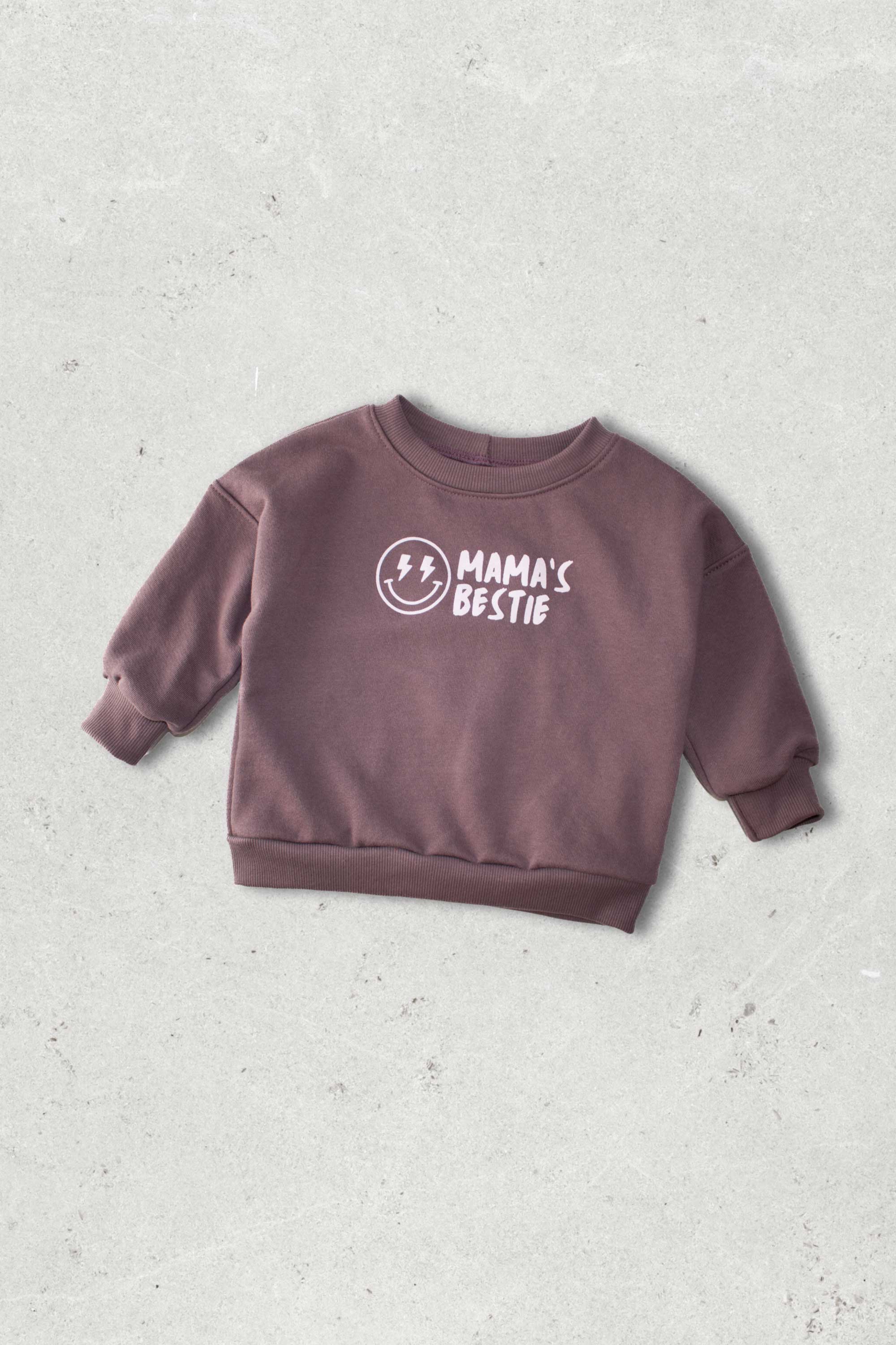 Organic Mama's Bestie Oversized Crewneck Sweatshirt - Cozy Women's Pullover Sweater for Casual Wear, Lounge & Pregnancy Comfort