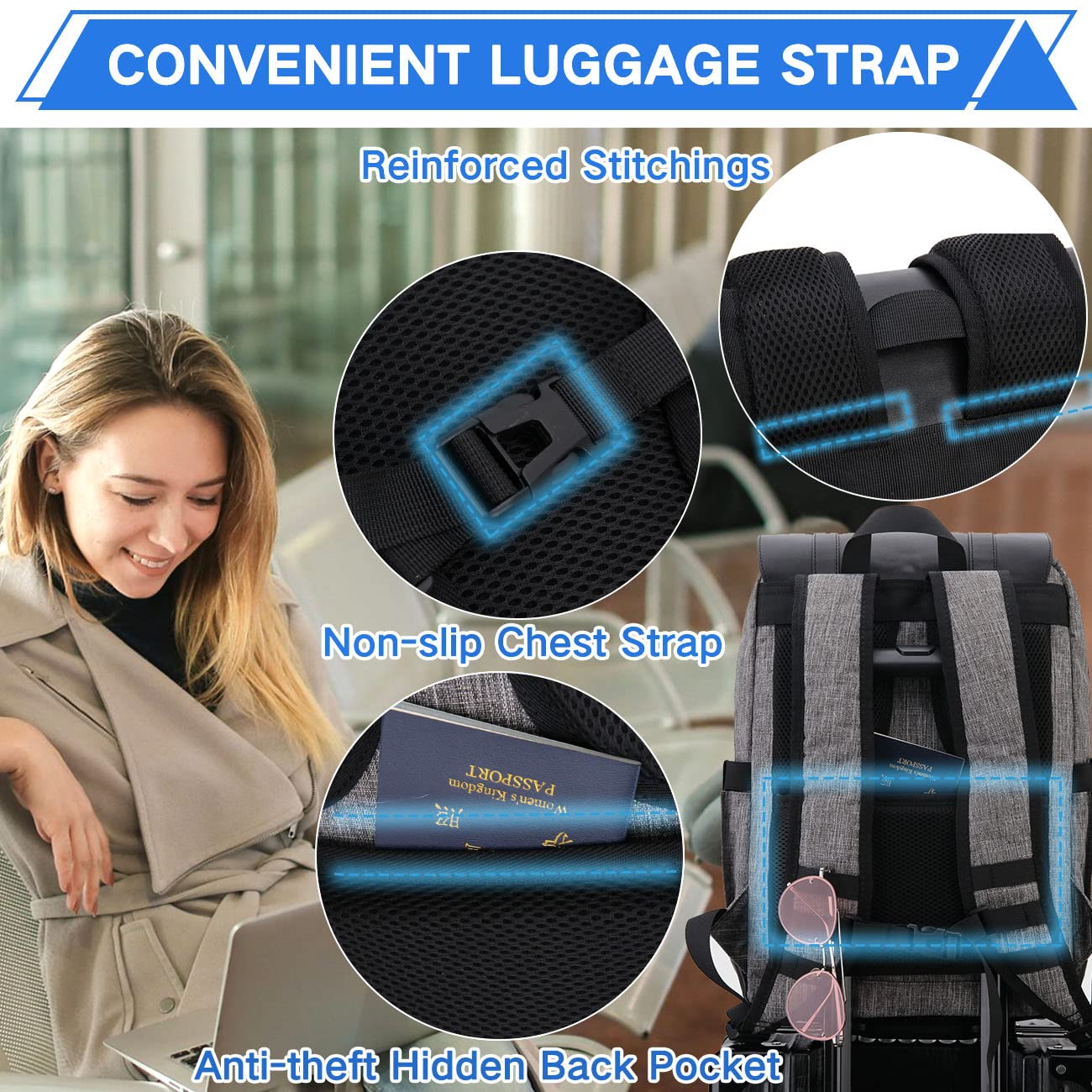 VX VONXURY Women's Waterproof Anti-Theft Backpack - 15.6 Inch Laptop Bag for Work, Travel & School - Durable Teacher Backpack for Commuting, Business Trips & College Use