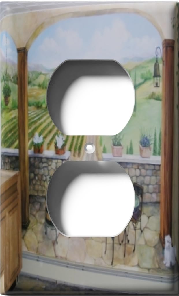 Single Duplex Outlet Cover OVERSIZE - Tuscan Country Style | Extra Large Wall Plate for Home Decor | Perfect for Living Room, Bedroom & Kitchen