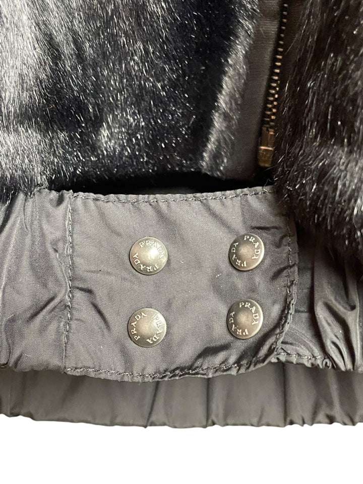 Prada Women's XS Goat Fur Bomber Jacket - Luxury Winter Coat for Fashionable Outfits & Cold Weather Protection