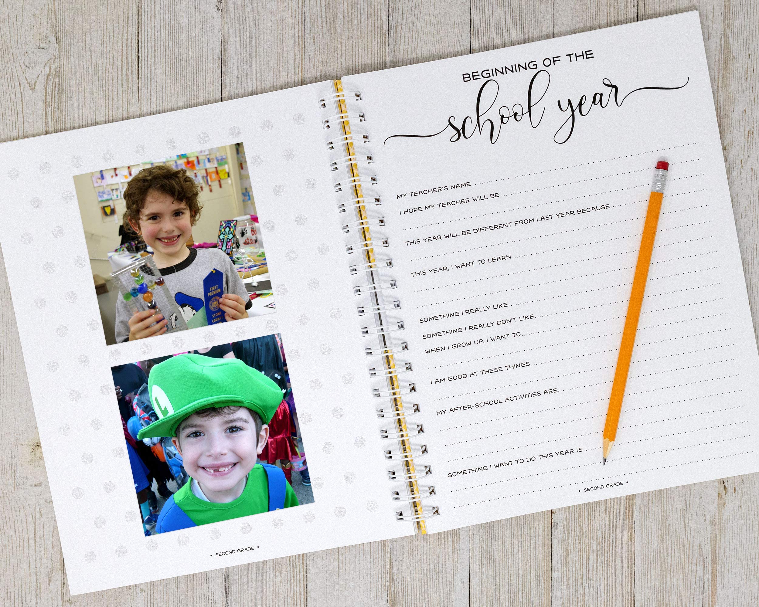 Personalized School Memory Book - Hard Cover Scrapbook with Custom Name - Gold Doodles Design for Kids' School Days Keepsake - Perfect for Preschool, Kindergarten & Elementary Yearbook Gifts