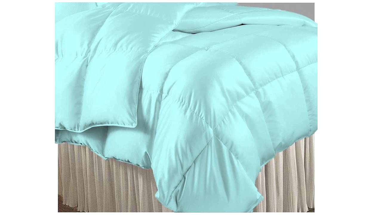 **Twin XL Comforter Set - All Season Down Alternative Quilted Duvet Insert with 2 Pillowcases - Turquoise Aqua Blue (68