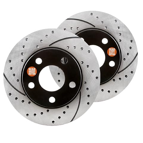 Premium Performance Drilled & Slotted Rear Brake Rotors - F17514R - High-Performance Braking for Cars, Trucks & SUVs - Ideal for Racing, Towing & Daily Driving
