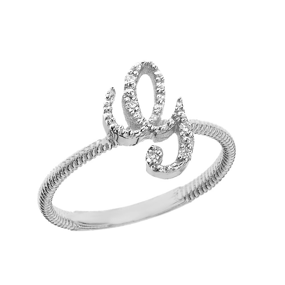10K White Gold Diamond Initial Letter 
