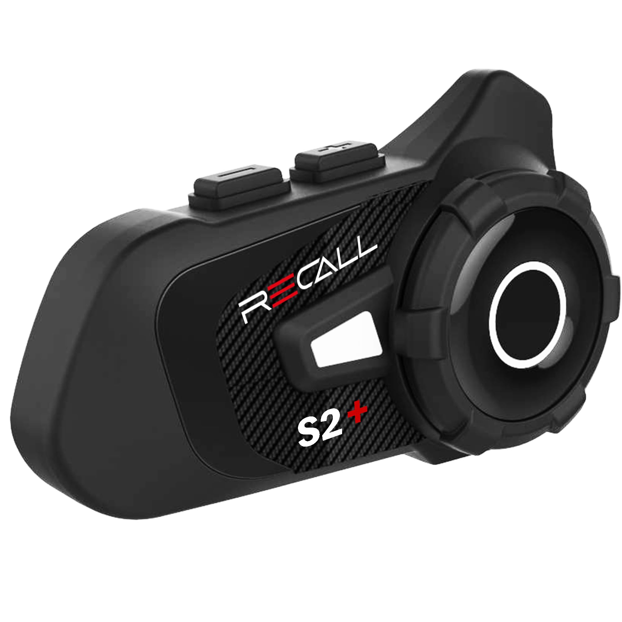 Recall S2+ Motorcycle Bluetooth Intercom Headset - 5.1 Version, 6-Way Group Chat, 1000m Range, FM Radio & Music Sharing for Riders - Carbon Black (Perfect for Group Riding, Adventure Tours & Road Trips)
