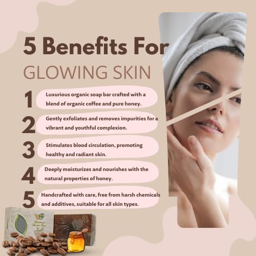 Vivid Naturally's Luxury Handmade Coffee Honey Soap Bar 105g - Exfoliating with Coffee Seeds, Moisturizing with Pure Honey & Olive Oil, Brown Sugar Scrub - For Glowing Skin & Body Care - Perfect for Shower, Spa & Gift Giving