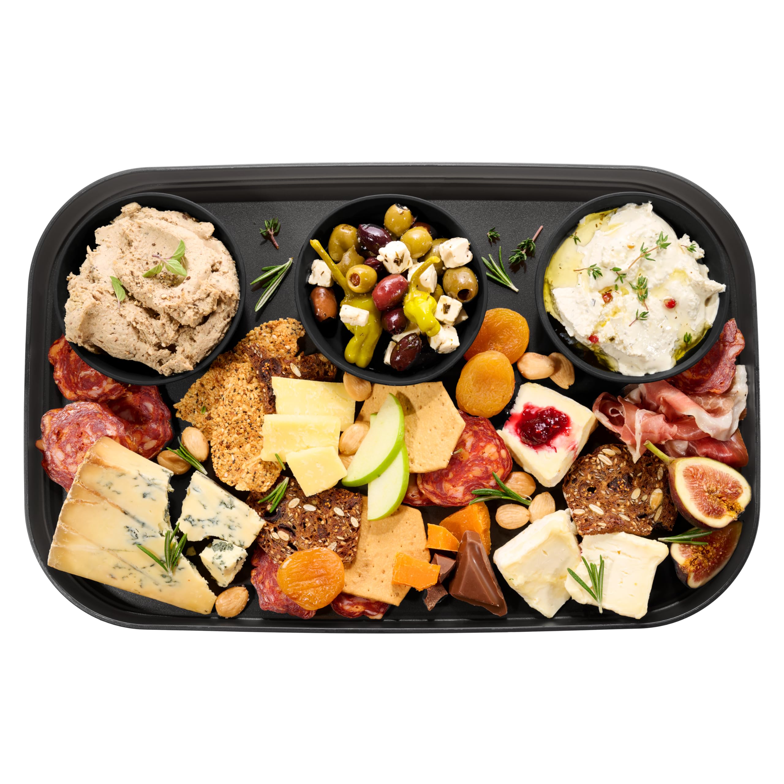 Madesmart 3-Bowl Serving Tray for Appetizers, Snacks & Party Food - Reusable Collapsible Removable Multipurpose Bowls - Translucent Carbon Design - Perfect for Entertaining, Picnics & Home Organization
