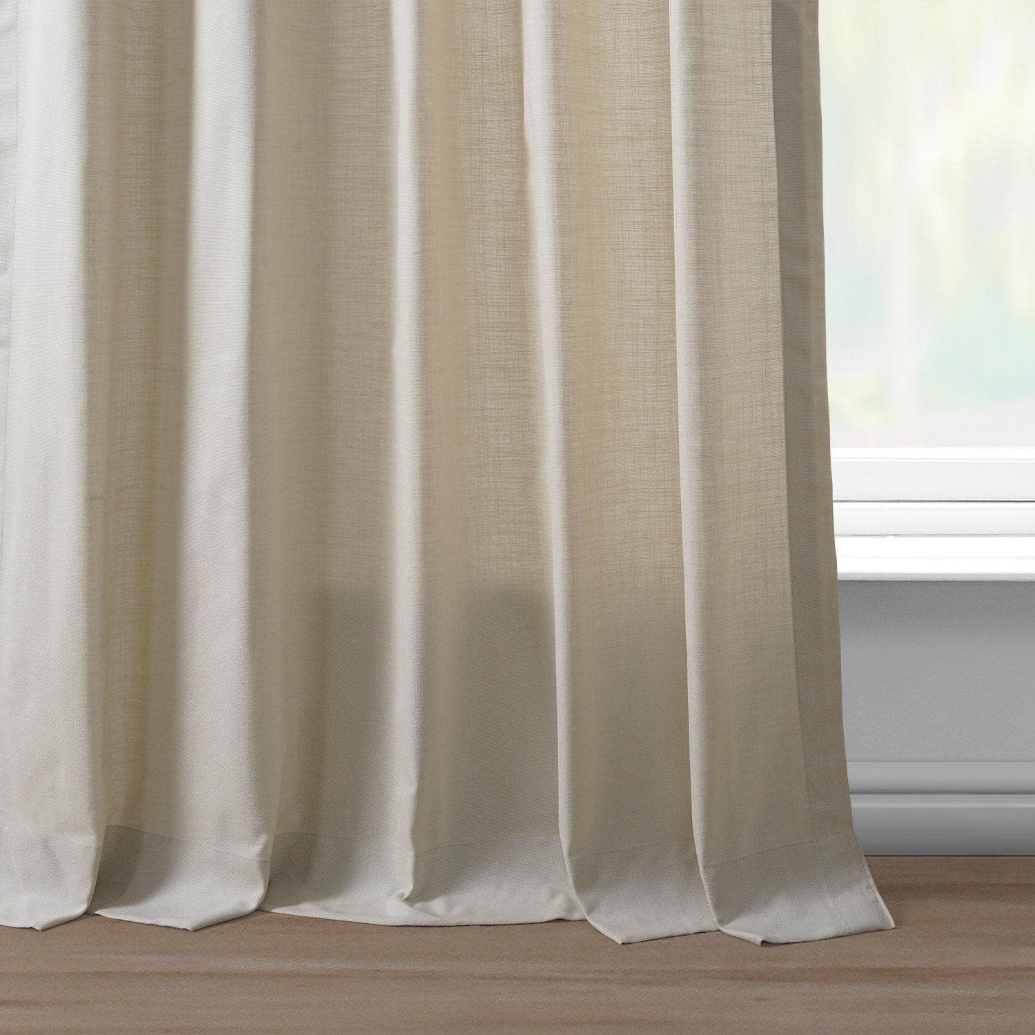 Sayville Modern Hampton Textured Cotton Curtains with Border - Elegant Window Treatment for Living Room, Bedroom & Home Decor