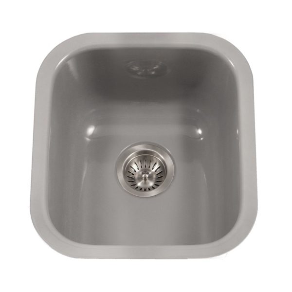 Hamat CER 1618B SL Enamel Steel Undermount Bar & Prep Sink in Slate - Perfect for Kitchen Islands, Wet Bars & Commercial Food Prep Areas