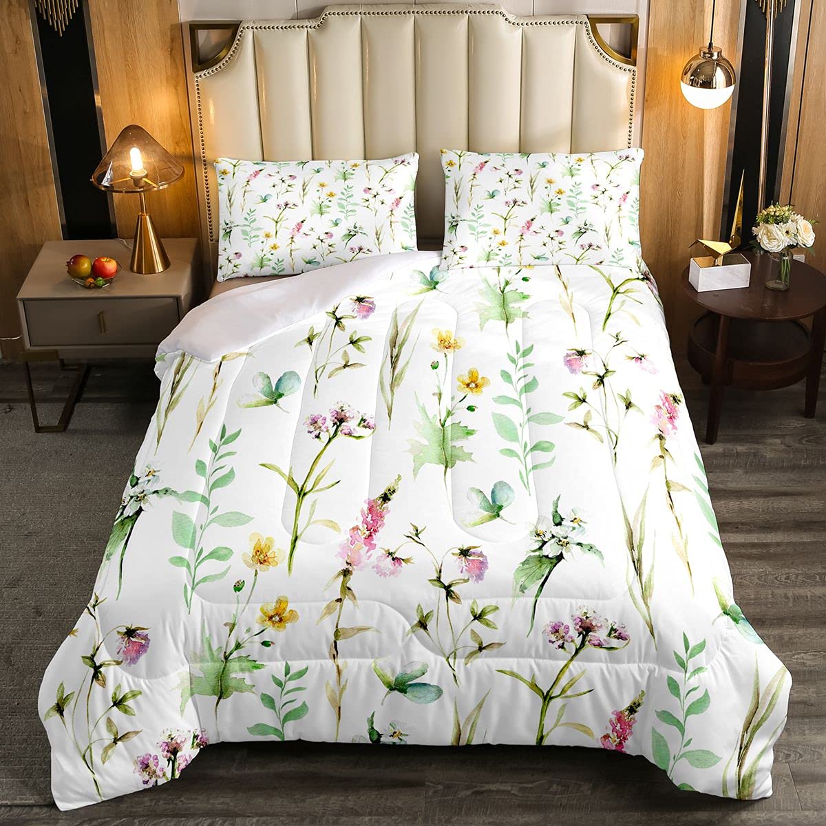 Floral Print Girls Bedding Set - Twin Size Comforter & Pillowcase 2Pcs - Botanical Blossom Flowers Duvet Cover for Kids & Teens Room Decor - Perfect for Spring Refresh & Cozy Bedroom Makeover