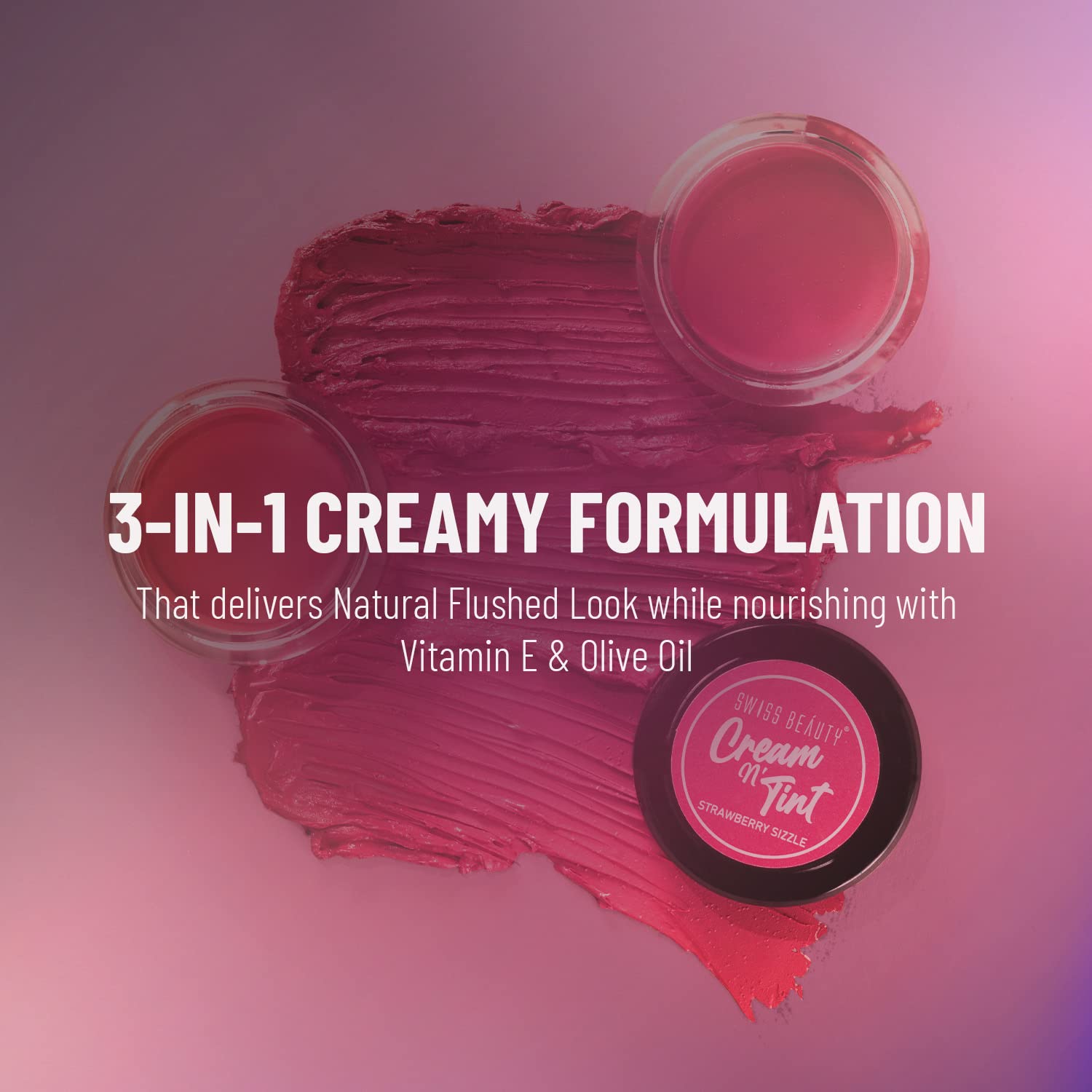 Swiss Beauty 3-in-1 Cream N'Tint for Lips, Eyes & Cheeks - Long Lasting, Blendable Makeup with Jojoba Oil & Glycerin | Fruity Fig Shade (8g) | Perfect for Natural Everyday Look, Date Night & On-the-Go Touch Ups