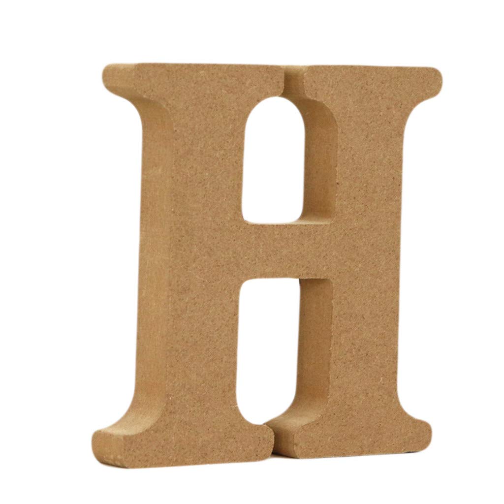 Personalized Wooden Alphabet Letters for Home Decor - 4 Inch Wooden H Letter for Party, Wedding, Birthday & Christmas Ornaments - Perfect for Wall Decor, Shelf Display and DIY Crafts