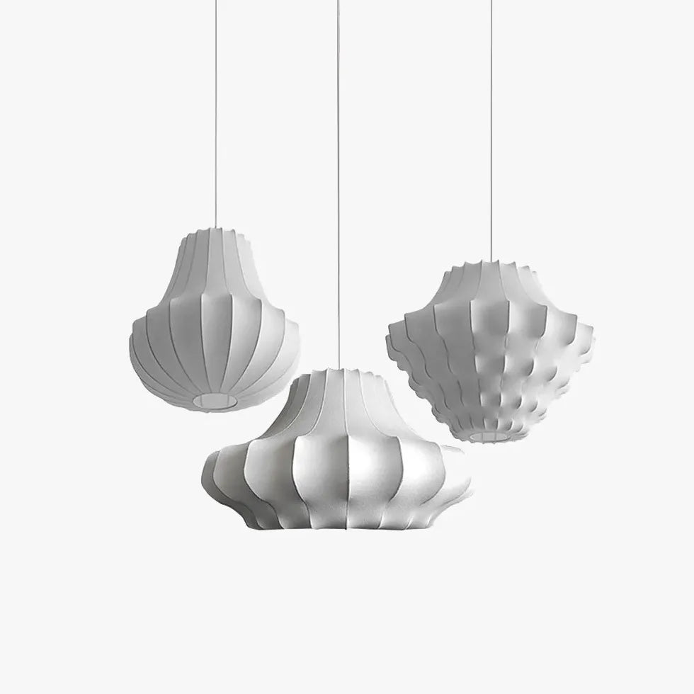Modern White Metal Silk Pendant Light - Elegant Ceiling Lighting for Dining Room, Kitchen, or Bedroom Decor