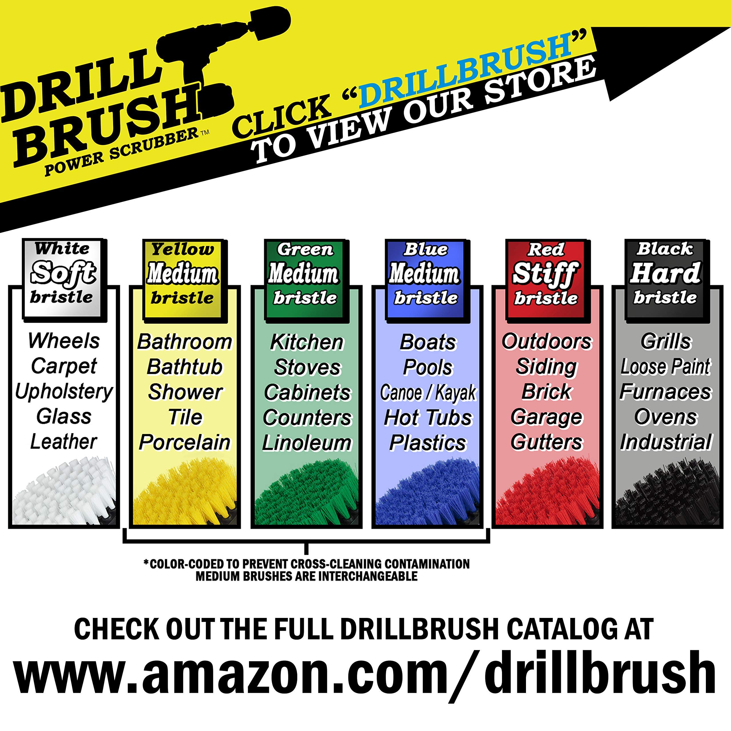 Drillbrush Power Rotary Scrubber - Bathroom, Shower, Tile, Carpet & Upholstery Cleaning Kit for Deep Cleaning | Perfect for Grout, Bathtubs, Floors & Auto Detailing