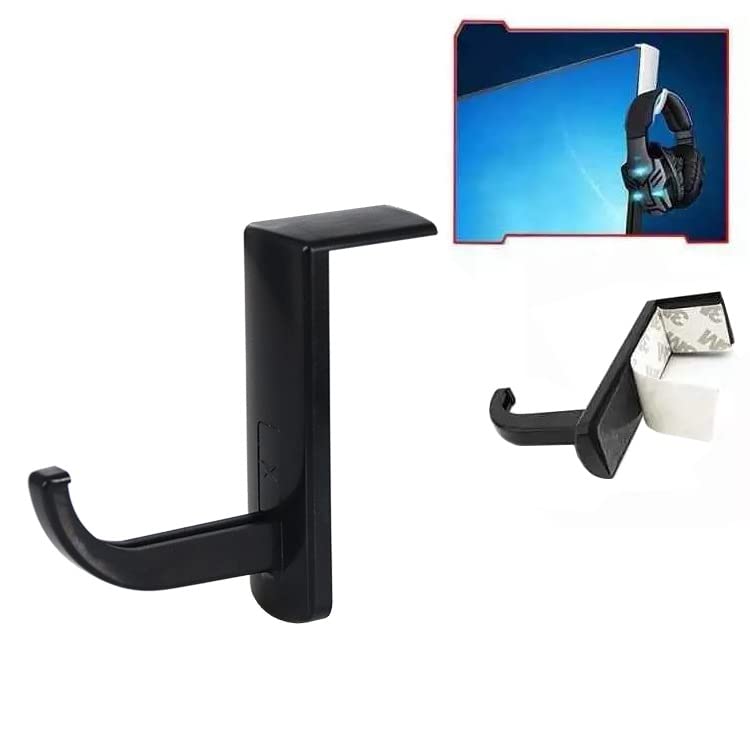 Universal Adjustable Silicone Headphone Hook Holder - No Drilling Required Gaming Headset Accessories for Desk, PC, PS5 & Xbox (Black) - Perfect for Gamers, Office & Home Use